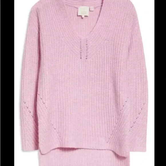 Ted Baker London Ribbed V Neck Wool Blend Pullover Sweater Size 4 - Picture 1 of 10